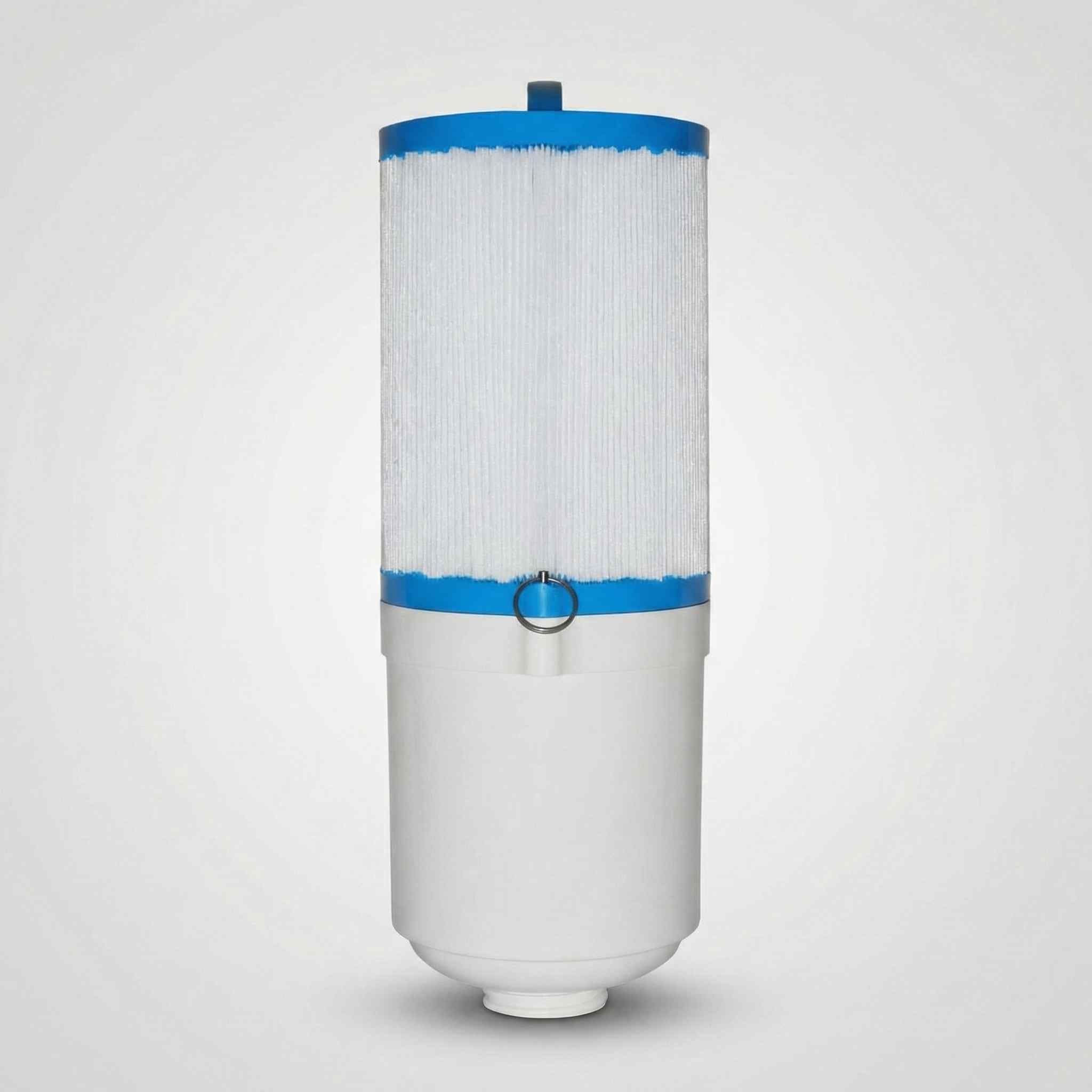 ProClear 60 sq ft filter with blue end caps and fine white pleated media on white background