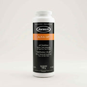 Brown 750 g bottle of Jacuzzi Alka-Up pH stabilizer with orange label on white background