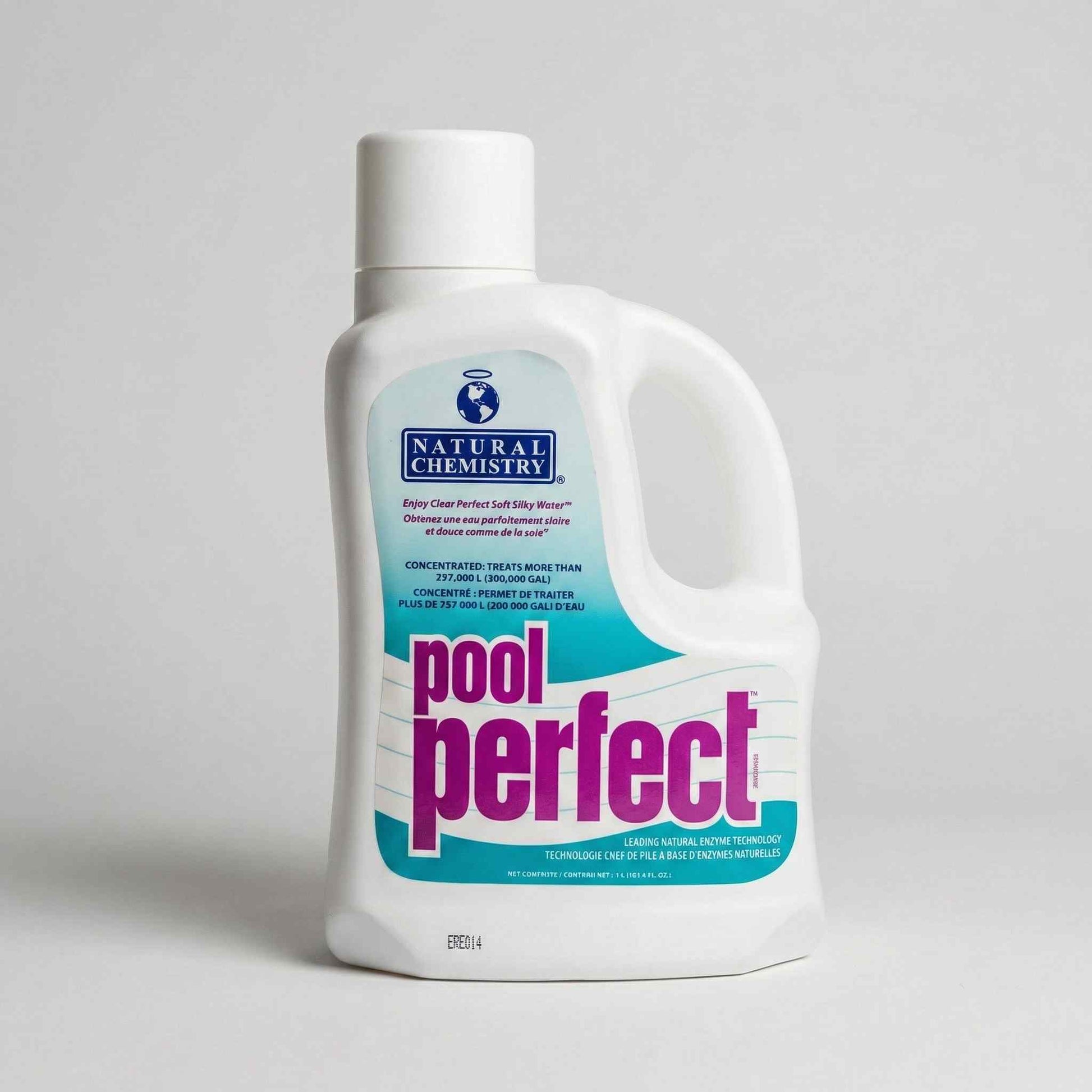 White 3L jug of Natural Chemistry Pool Perfect enzyme treatment with blue and green label