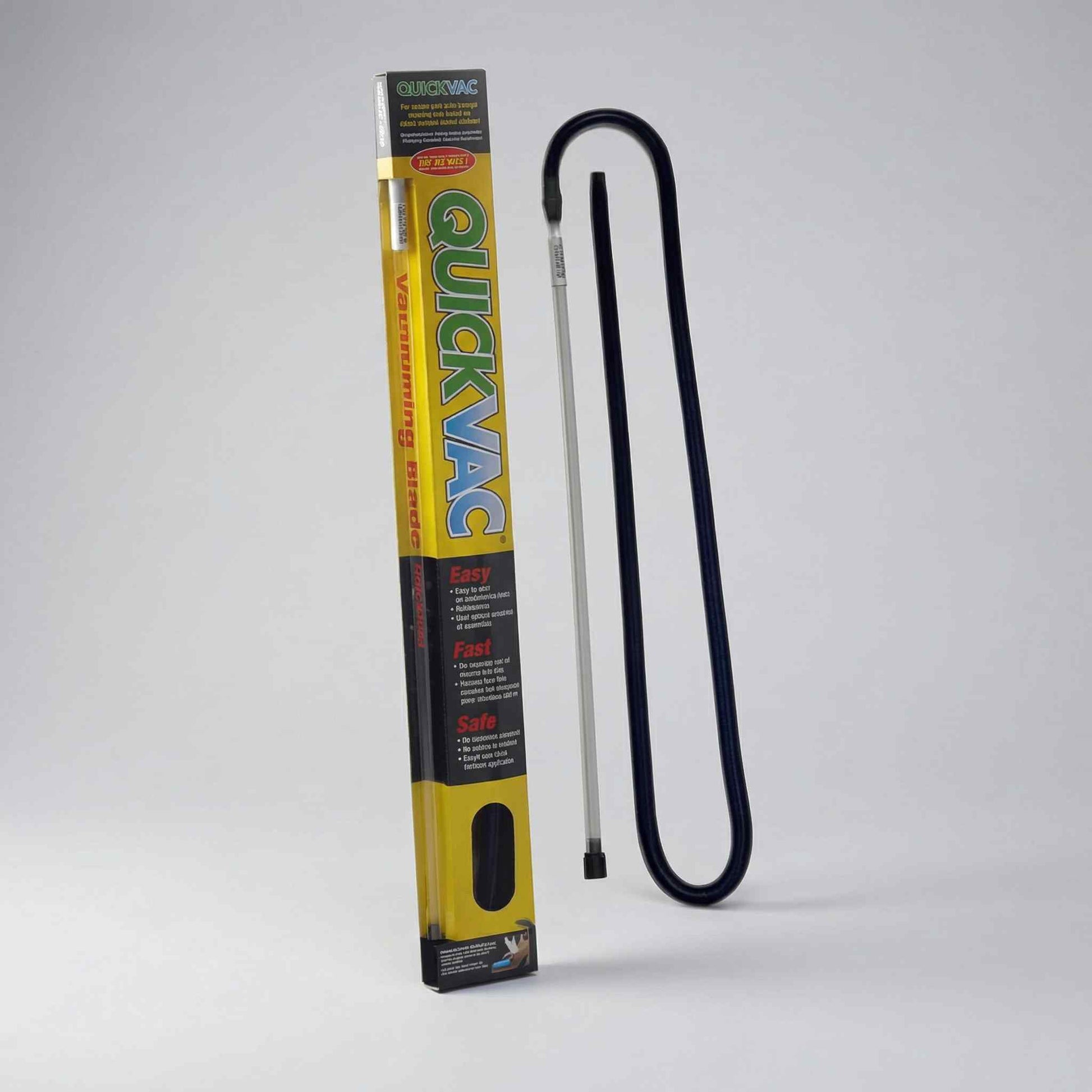 Aqua QuickVac spa vacuum in yellow tube packaging with attached flexible hose handle