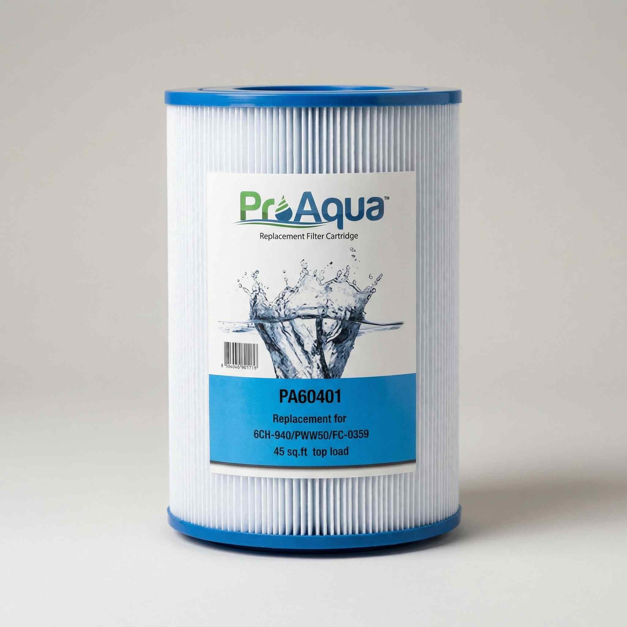 ProAqua replacement filter cartridge on a gray background