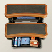 SmartDrawer for SmartStep open showing organized interior with spa chemicals and accessories