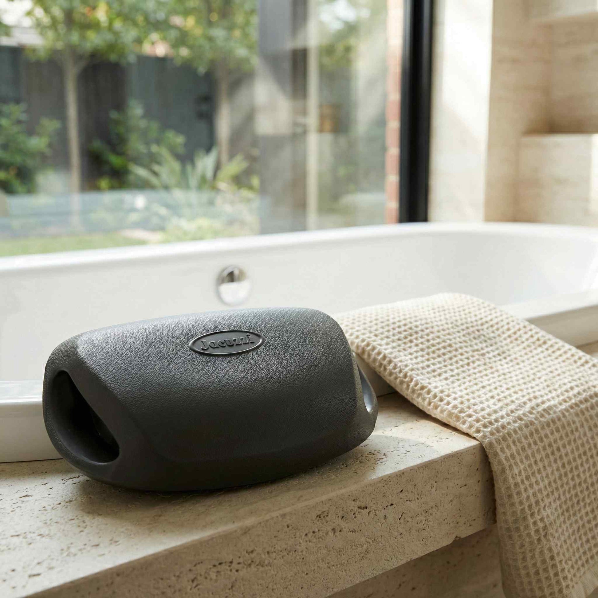 Jacuzzi® Pillow 2020 J-300 Pillow resting on a hot tub