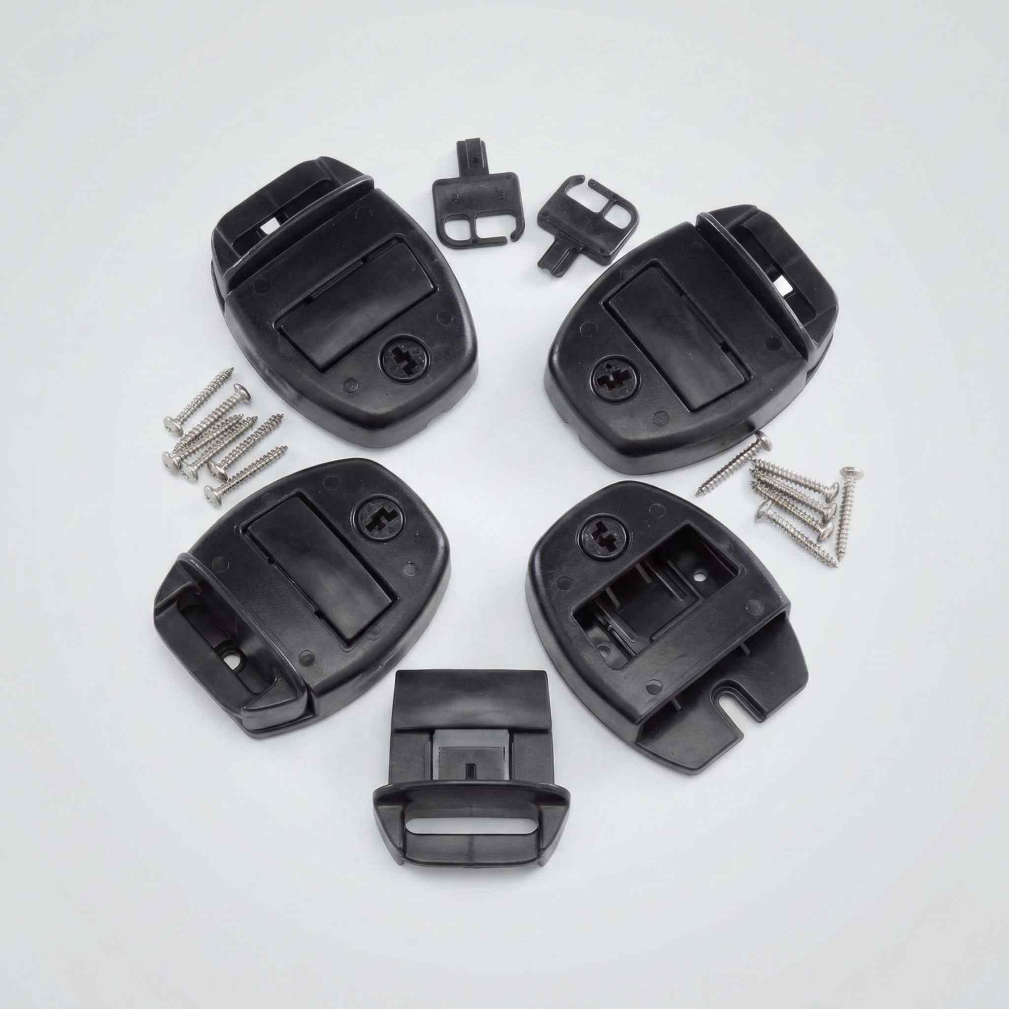 Jacuzzi® Cover Clip Kit Sunstar featuring four black plastic clips and mounting screws on white background