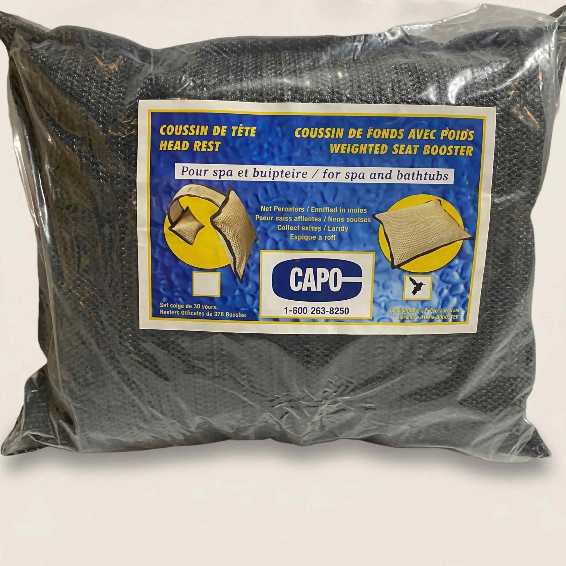 Capo Spa Booster Cushion, Black, Universal Hot Tub Seat Pad – alternate view showing product packaging and label details